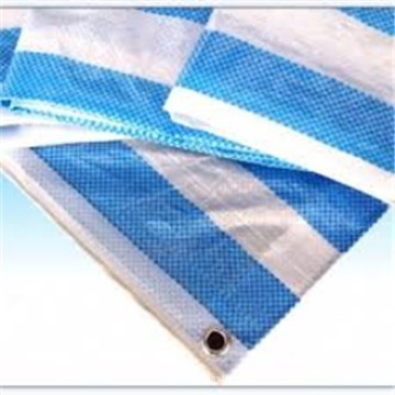 Azul blanco azul franja PE lona 100GSM